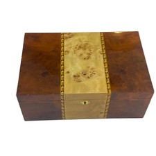 Vintage Walnut Veneer Large  Wooden Box Jewelry Or Keepsake picture