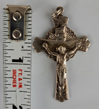 Vintage Jesus Pardon Cross Crucifix Rosary Penany Hayward Sterling USA picture