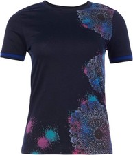 Desigual TS_ONEGA Women's Navy Mandala Graphic Knit T-Shirt Size S NWOT picture