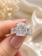 IGI 5Ct Radiant Cut VS1 Lab Grown Diamond 14k White Gold Bridal Engagement Ring picture