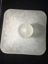 Vintage Tiara Indiana Glass Frosted Satin White Honey Bee Hive Box picture