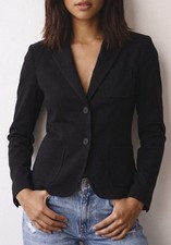NWOT Talbots Women’s Size 8 Black Cotton Two Button Single Breasted Blazer picture