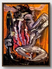 Original Abstract 11x14 Worlds at War Hand Painted Acrylic Canvas Bold Decor B10 picture
