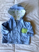 Carter’s Baby 3M Blue Hooded Jacket Frog Pocket Cotton Vintage Style picture