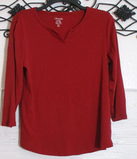 Chico's Women's Top Size 2 3/4 Sleeve Red Round Neck picture