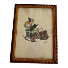 Antique Karl Feuerle Signed Children's Illustration Fine Gilt Wood Inlay Frame picture