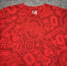 Vintage Ohio State Buckeyes T-Shirt All Over Print AOP Gildan Red Size Large picture