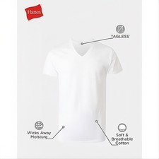Hanes Men's Large V-Neck Undershirts – 6 Pack picture