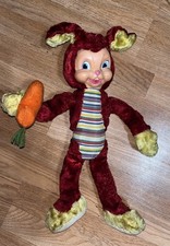 VINTAGE RUSHTON? GUND? RUBBER FACE BUNNY RABBIT RED BENDABLE LIMBS 18