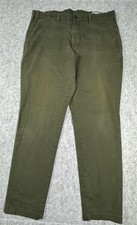 Gap Athletic Taper Pants Mens 36x32 Green Stretch Chino Casual Trousers picture