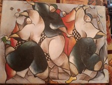DAVID SCHLUSS Embellished Serigraph Canvas 12x16 Unframed Texture Added Unsigned picture