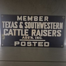 Texas & Southwestern Cattle Raisers Assoc.  Porcelain Sign 20