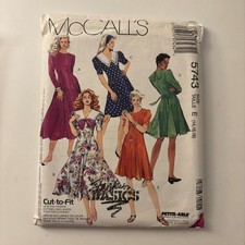 VTG 1991 McCall's 5743 Sailor Collar Princess Seam Dress Pattern Sz 14-18 UNCUT picture