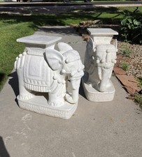 Vintage Garden Elephants Stool Plant Stand Set End Table Hollywood Regency Mcm picture
