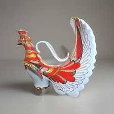 Vintage Russian Royal Lomonosov Porcelain Red Gold Firebird Wine Decanter USSR picture