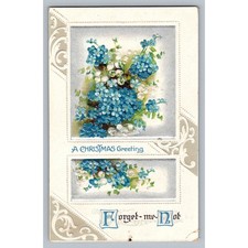 Vintage 1912 Embossed Blue Forget-Me-Not Christmas Postcard from Germany picture