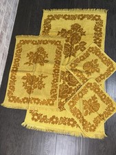 Fashion Manor Sculpted Towel Set Gold Floral Cotton Retro Vintage MCM picture