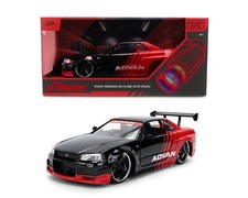 JADA AUTOWORKS 2002 NISSAN SKYLINE GT-R R34 ADVAN 1/24 DIECAST BLACK RED 38346 picture