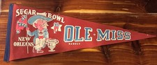 Vintage Ole Miss Rebels Colonel Rebels SUGAR BOWL Pennant New Orleans 1960s  29