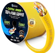 Cat6A Riser 1000ft Cable ETL Listed, Pure Copper CMR, 23AWG, 750MHz PoE++ 10Gbps picture