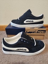 RARE DS Vintage 90s JNCO Navy White Suede Leather Chunky Skate Shoe Size 10 NIB picture