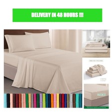 Elegant Comfort Queen 4-Piece Microfiber Bed Sheet Set Cream Embroidered picture