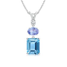ANGARA 3.31 Ct Swiss Blue Topaz Pendant With Diamond for Women in 14K Gold (AA) picture