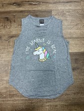 Modern Lux Unicorn Gray Sleeveless T Shirt Womens M Medium  picture