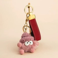Cute Fuzzy Monster Keychain Plush Bag Charm Purse Backpack Keyring Choose Color picture