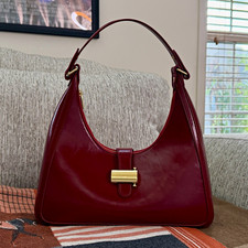 Brandon Blackwood Sara Bag Red Oiled Leather Crescent Shoulder Bag Cherry Y2K picture