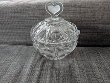  Vintage Echt Bleikristall Crystal Hearts Candy Dish with Lid - 6.5in. tall picture