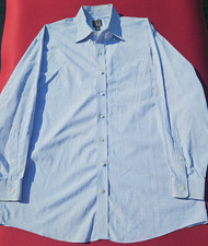 Joseph A Bank Shirt Mens 16.5 34 Blue Navy Grid Check Traveler Long Sleeve 100% picture