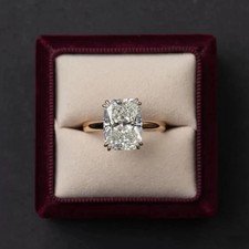 4 CT Elongated Cushion Lab Created Diamond Engagement Ring 14k Yellow Gold Over picture
