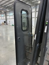 NEW CHARCOAL GRAY Lippert 950 RV Trailer DOOR w/LATCH/KEY 28 x 78 PAINT SCRATCH picture