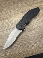 Kershaw Clash 1605ST Black Combo Serrated Drop Point Folding Pocket Knife Used picture