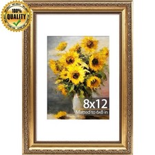 8x12 Vintage Picture Frame W/ 6x8 Mat Elegant Retro 8 By 12 Photo Frames New picture