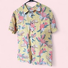 Men's Patagonia Pataloha Yellow Short Sleeve Button-Up Hawaiian Shirt Size Large picture