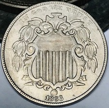 1866/1866 Shield Nickel 5 Cents 5C RAYS RPD CHOICE Civil War Era US Coin CC29502 picture