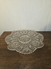VTG Imperial Glass- Ohio Clear Daisy Button Pressed Glass Cake/Serving Plate  picture