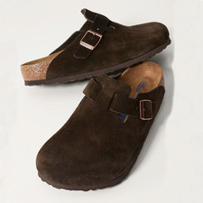 Birkenstock Boston Mocha Suede Soft Footbed Shoes Women's Narrow Men's Wide picture