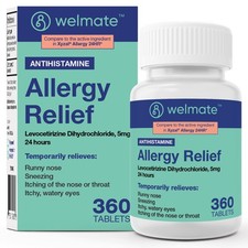 WELMATE Allergy Relief | Levocetirizine DiHCl 5mg | 24 Hours 360 Count Tablets picture