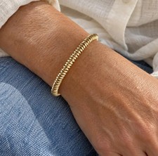 Gold Filled Heishi Bracelet | 4mm Organic Smooth Beads | Gold Beaded Bracelet picture