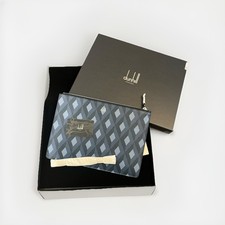 Dunhill London Leather Zipper Pouch Blue Diamond Design Made In England picture