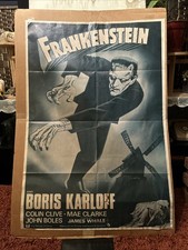 Original 1960s Frankenstein Spanish One Sheet Poster Boris Karloff Universal picture