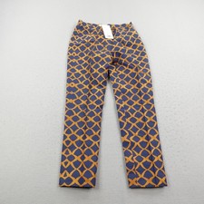 Sania Maskatiya Pants Womens Small Blue Orange Geometric Print Dress Slacks NEW picture