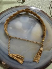 Vintage Gold Filled Woven Mesh Tassel Bracelet picture