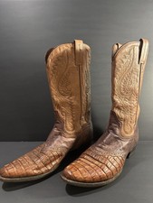Dan Post DP2713R Cowboy Boots Men's 13D Exotic Leather Brown Western  Vintage picture