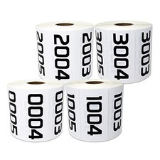 Consecutive Number Stickers 0001-4000, 4 Rolls, 3 x 1.5 Inch Vinyl Labels picture
