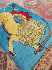 4  x 5.9 VINTAGE DESIGN INDO SERAPI KAZAK ANTIQUE TURKISH LION and SUN  picture