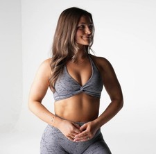NVGTN Women’s Gray Pattern Twist Front Sports Bra Size Large NWT picture